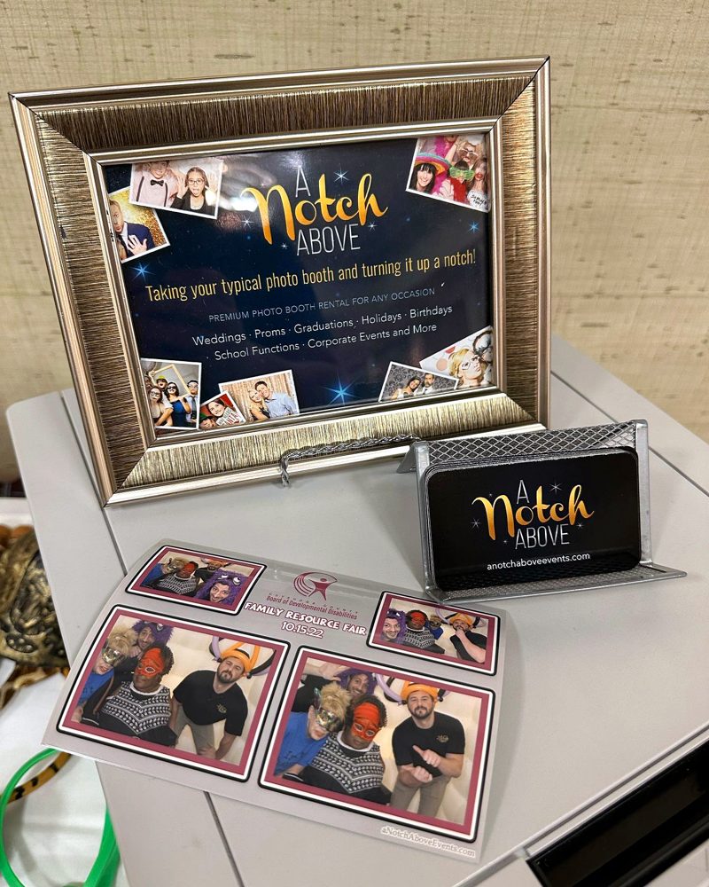 Sample photo booth prints with A Notch Above designs